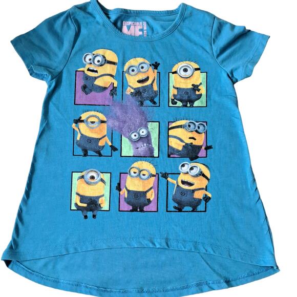 2 For $5 Sale NWOT Girl's Despicable Me Minions Blue High Low Top Size Small - Picture 1 of 6